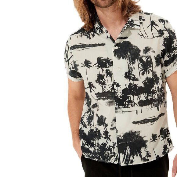 Banana Republic Organic Cotton Relaxed Fit Resort Button Down Camp Shirt L - Picture 1 of 8